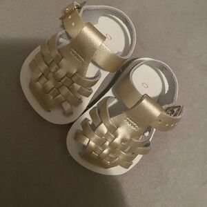 Salt Water Sandals by Hoy Metallic Gold Baby Woven Fisherman Sandals